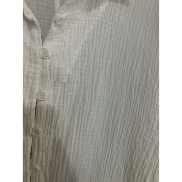 Kirious Women’s L White Button-Up Gauzy Boho Beach Resort Relaxed Top - Picture 8 of 9